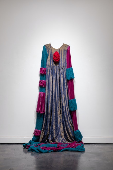 Beverly Semmes, Knave 20–2022. Taffeta, velvet, and wool,84 x 36 x 21 1/2 inches.